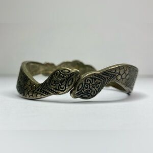 Vintage Art Deco Spiro Hinged Double Snake Bracelet 7”